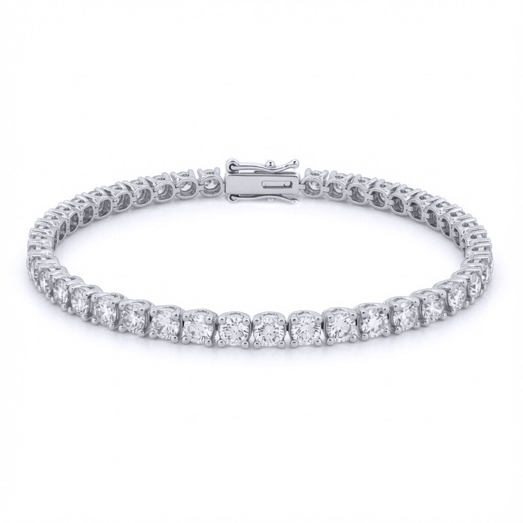 18ct White Gold  8.00ct Natural Diamond Line Tennis Bracelet - 18B019-800