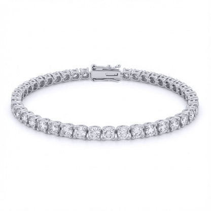 18ct White Gold  8.00ct Natural Diamond Line Tennis Bracelet - 18B019-800