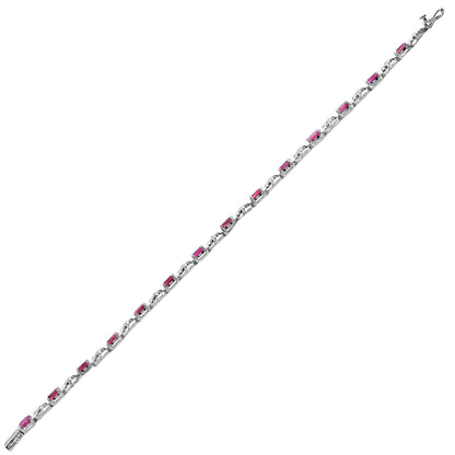 18ct White Gold  Diamond Ruby Infinity Fancy Tennis Bracelet 4.2mm - 18B033