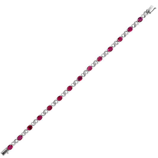 18ct White Gold  Diamond Ruby Infinity Fancy Tennis Bracelet 4.2mm - 18B033