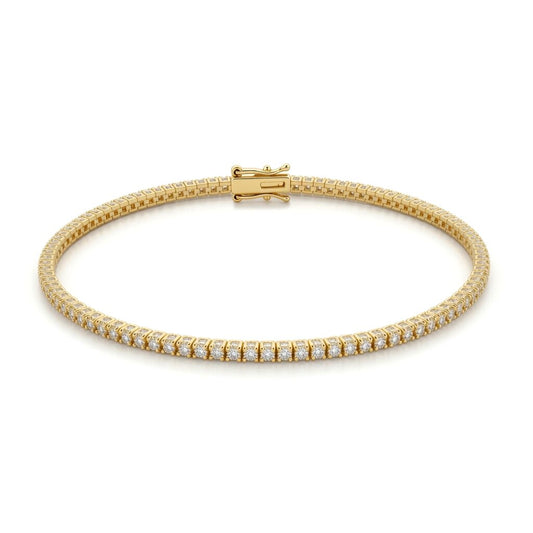 18ct Yellow Gold  1.00ct Natural Diamond Line Tennis Bracelet - 18B095-100