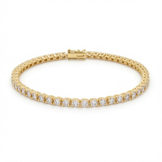 18ct Yellow Gold  4.00ct Natural Diamond Line Tennis Bracelet - 18B095-400