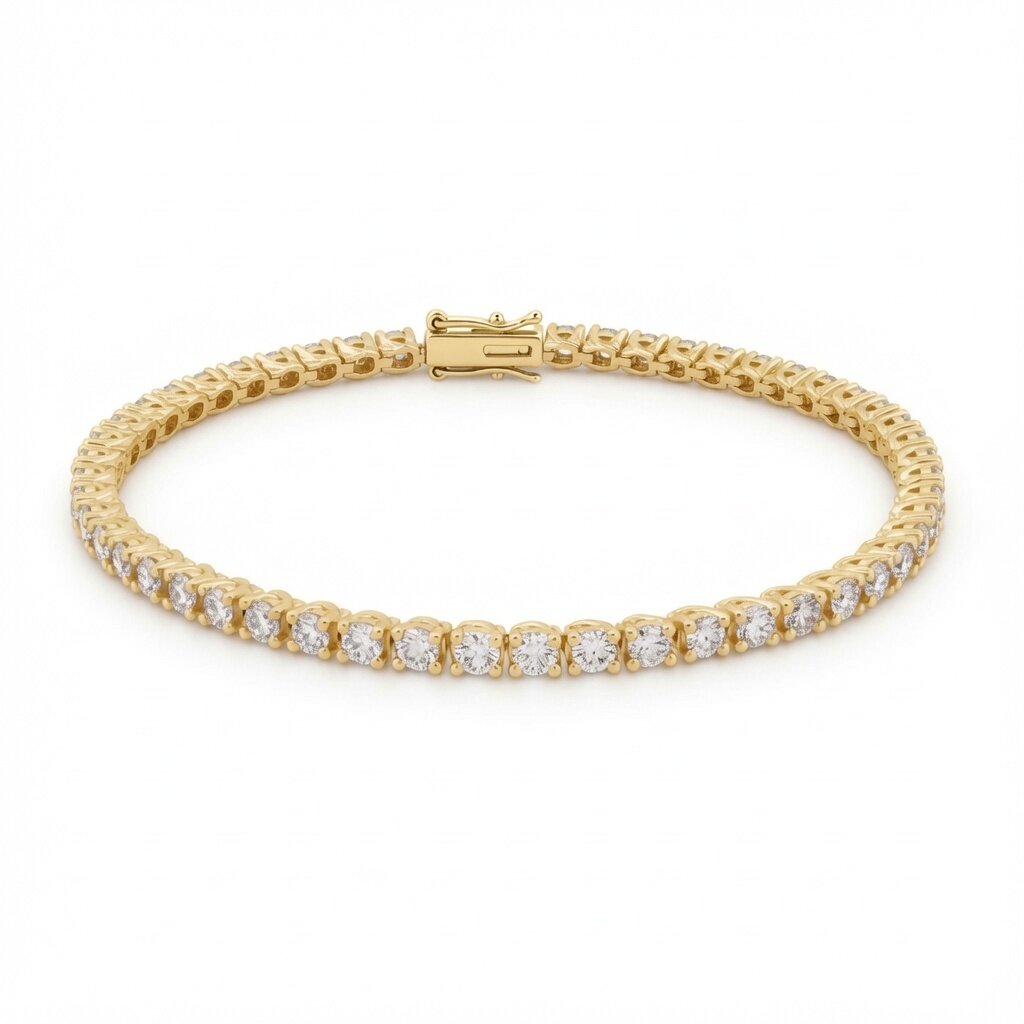 18ct Yellow Gold  4.00ct Natural Diamond Line Tennis Bracelet - 18B095-400