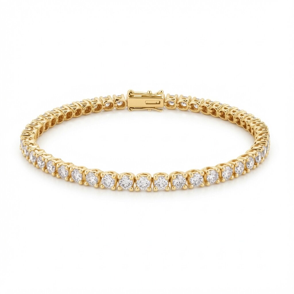 18ct Yellow Gold  5.00ct Natural Diamond Line Tennis Bracelet - 18B095-500