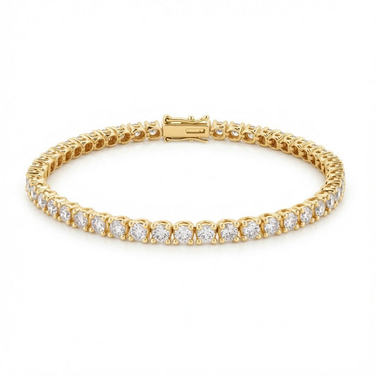 18ct Yellow Gold  5.00ct Natural Diamond Line Tennis Bracelet - 18B095-500