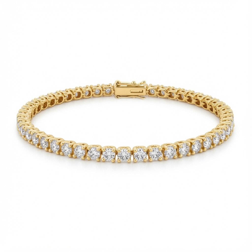 18ct Yellow Gold  6.00ct Natural Diamond Line Tennis Bracelet - 18B095-600