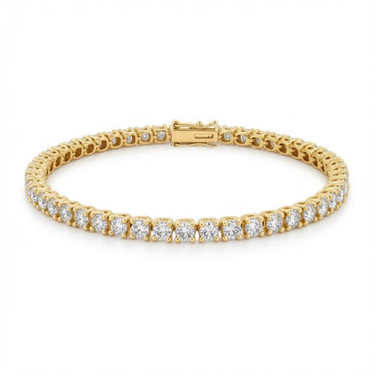 18ct Yellow Gold  6.00ct Natural Diamond Line Tennis Bracelet - 18B095-600