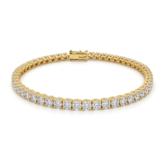18ct Yellow Gold  7.00ct Natural Diamond Line Tennis Bracelet - 18B095-700