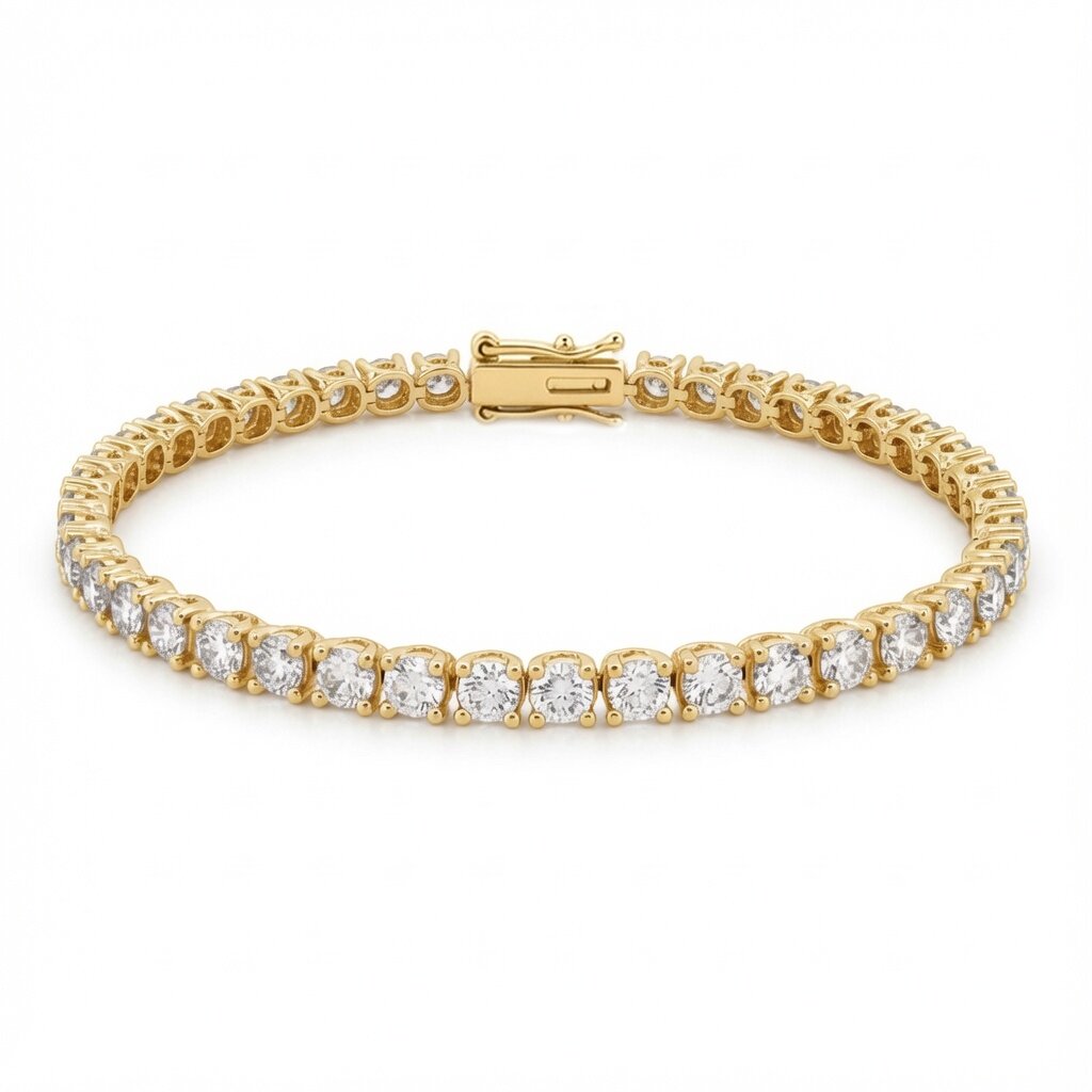 18ct Yellow Gold  8.00ct Natural Diamond Line Tennis Bracelet - 18B095-800