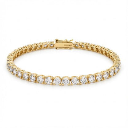 18ct Yellow Gold  8.00ct Natural Diamond Line Tennis Bracelet - 18B095-800