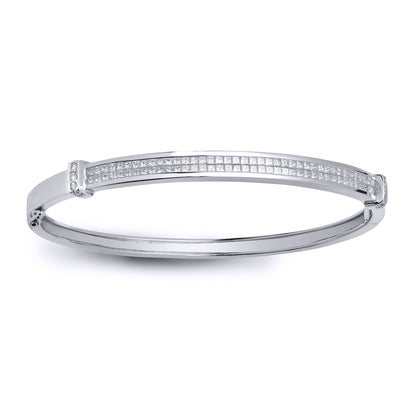 18ct White Gold  1.6ct Diamond Eternity Bangle Bracelet 5mm - 18BG002