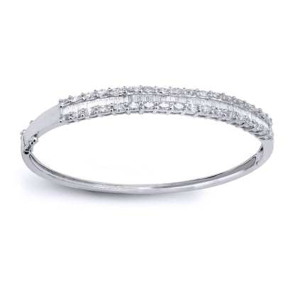 18ct White Gold  2.25ct Diamond Eternity Bangle Bracelet 6mm - 18BG004