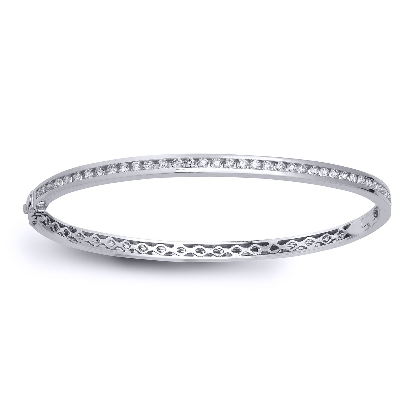 18ct White Gold  1ct Diamond Eternity Bangle Bracelet 3mm - 18BG010