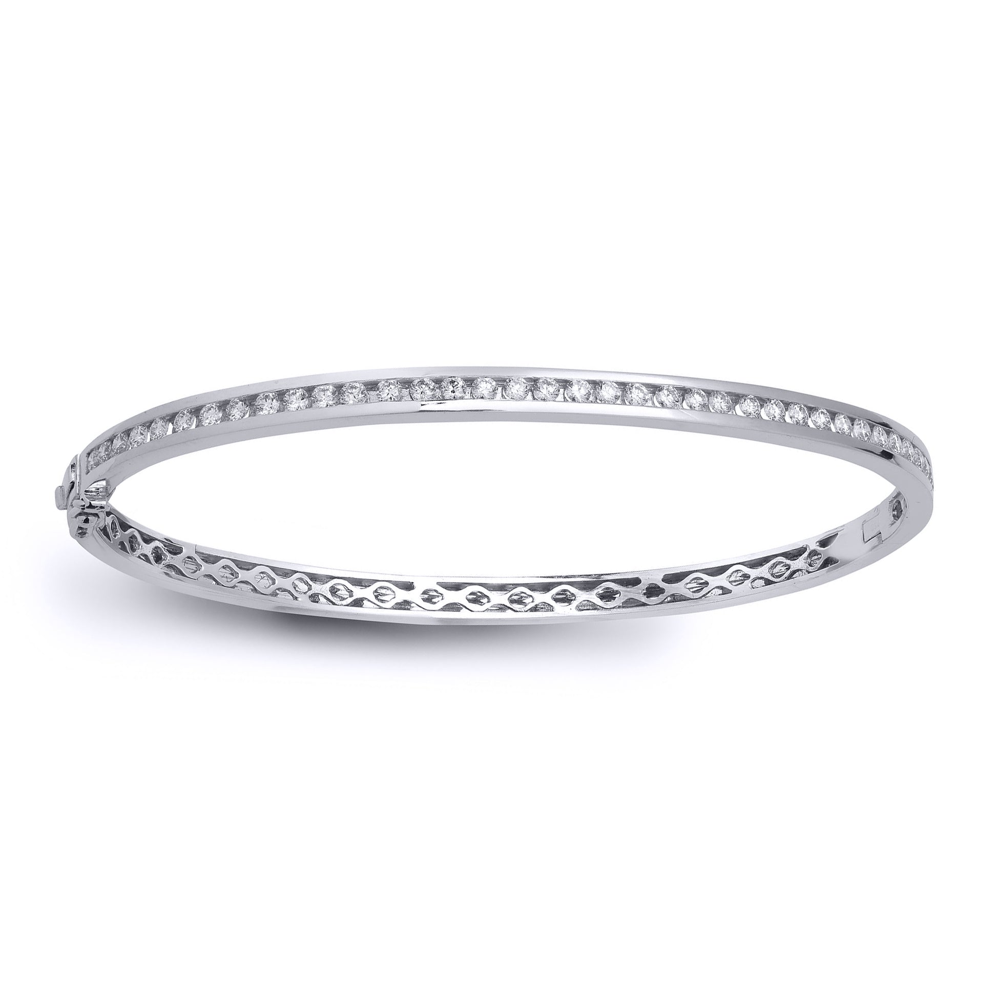18ct White Gold  1ct Diamond Eternity Bangle Bracelet 3mm - 18BG010