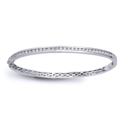 18ct White Gold  1ct Diamond Eternity Bangle Bracelet 3mm - 18BG010