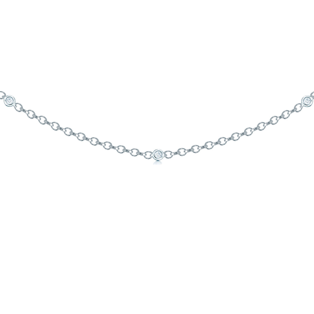 18ct White Gold  Diamond By The Inch Eternity Necklace - 18C001