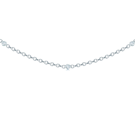 18ct White Gold  Diamond By The Inch Eternity Necklace - 18C001