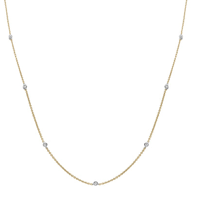 18ct 2 Colour Gold  Diamond By The Inch Eternity Necklace - 18C002