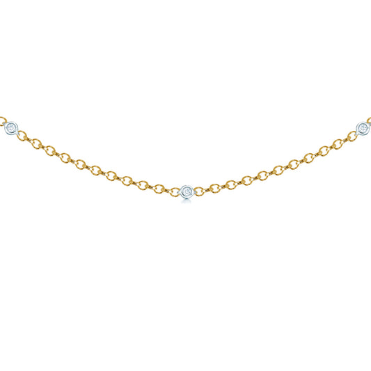 18ct 2 Colour Gold  Diamond By The Inch Eternity Necklace - 18C002