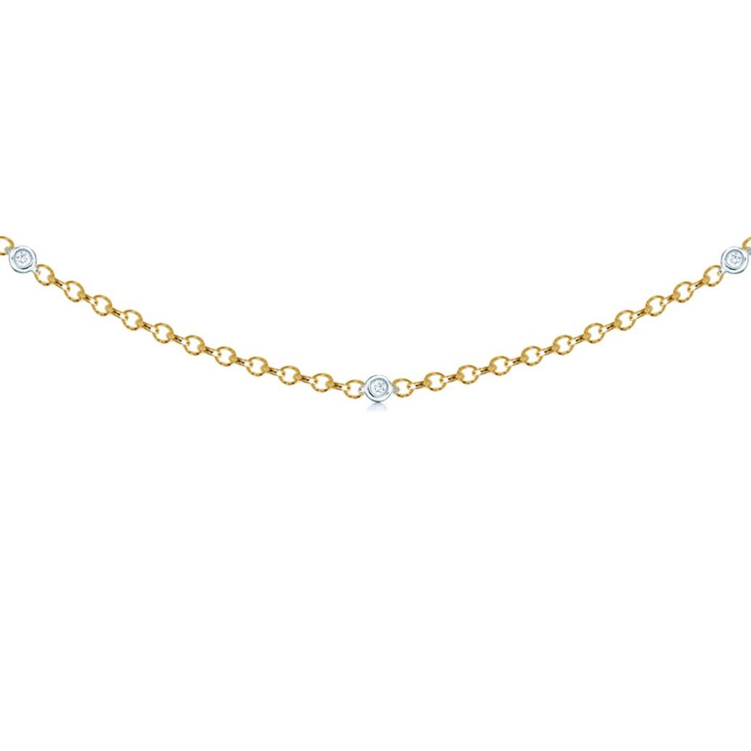 18ct 2 Colour Gold  Diamond By The Inch Eternity Bracelet - 18C002