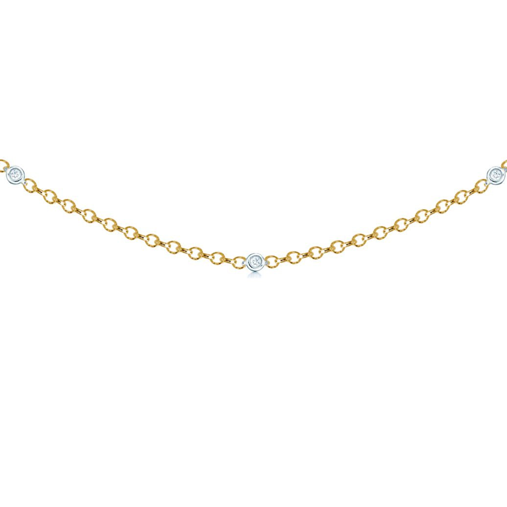 18ct 2 Colour Gold  Diamond By The Inch Eternity Necklace - 18C002