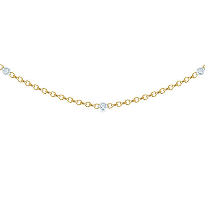 18ct 2 Colour Gold  Diamond By The Inch Eternity Necklace - 18C002