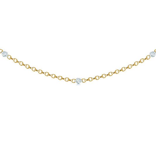 18ct 2 Colour Gold  Diamond By The Inch Eternity Necklace - 18C002