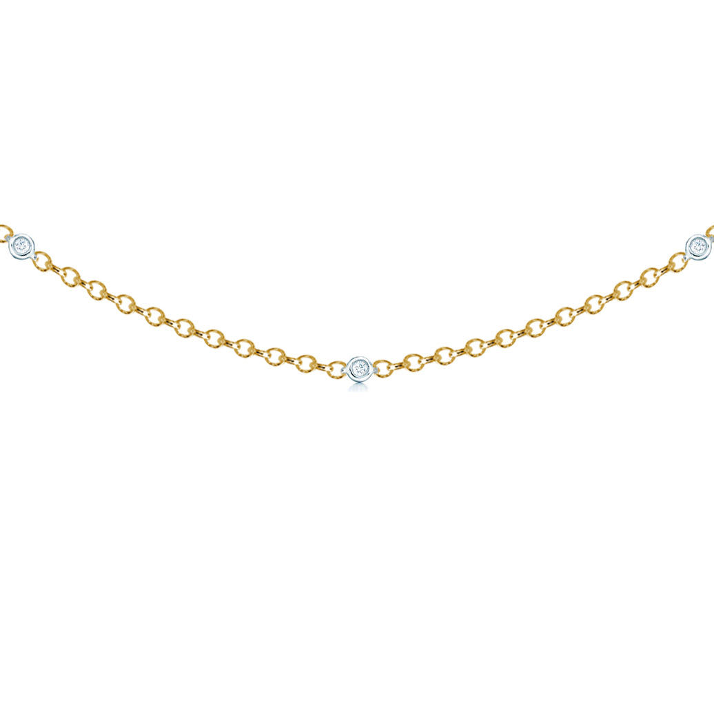 18ct 2 Colour Gold  Diamond By The Inch Eternity Necklace - 18C002