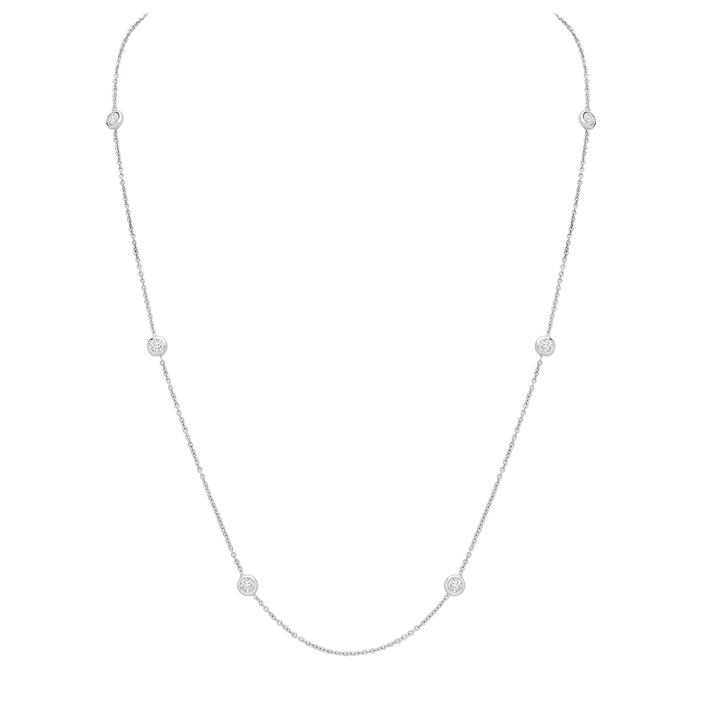 18ct White Gold  Diamond By The Inch Eternity Necklace - 18C007