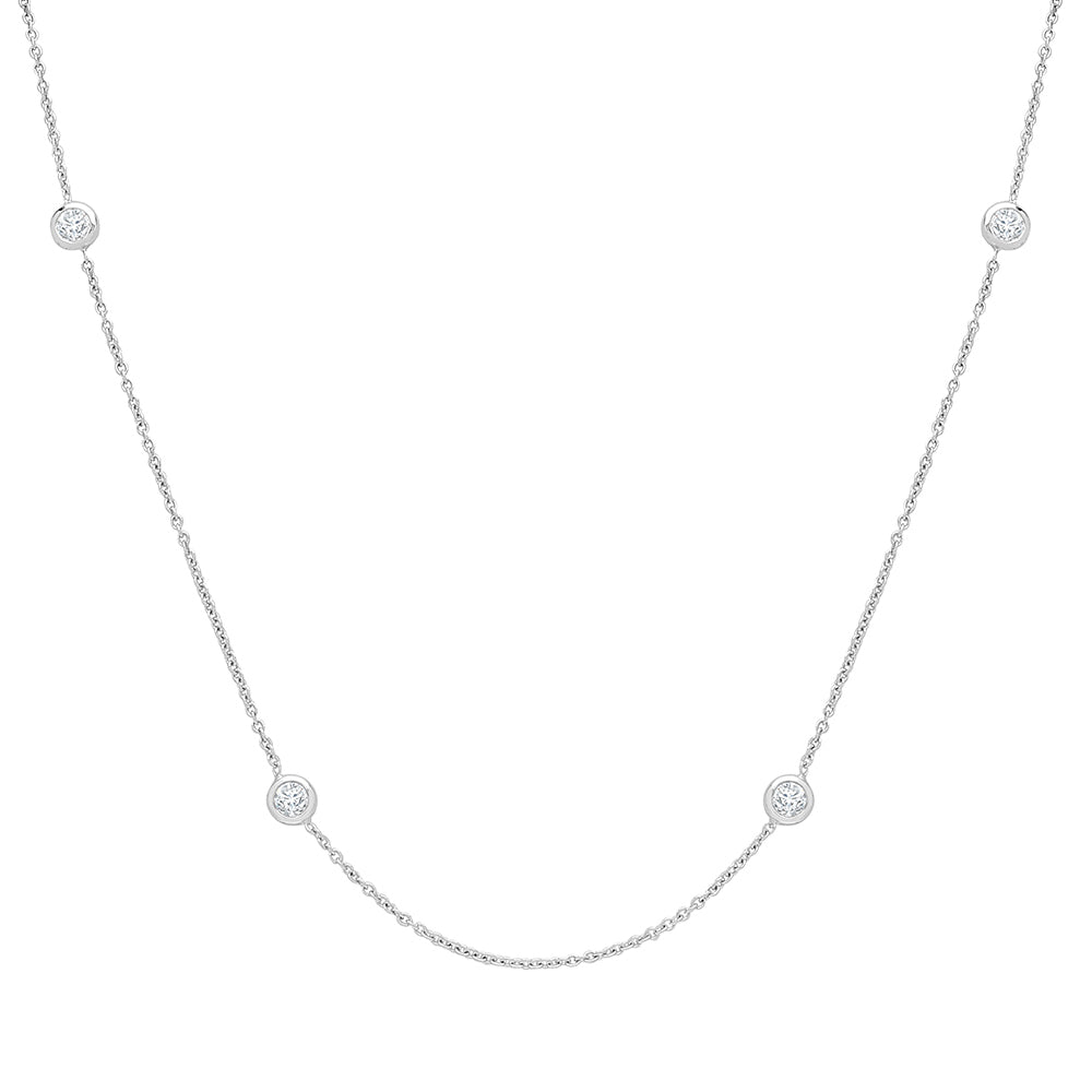 18ct White Gold  Diamond By The Inch Eternity Necklace - 18C007