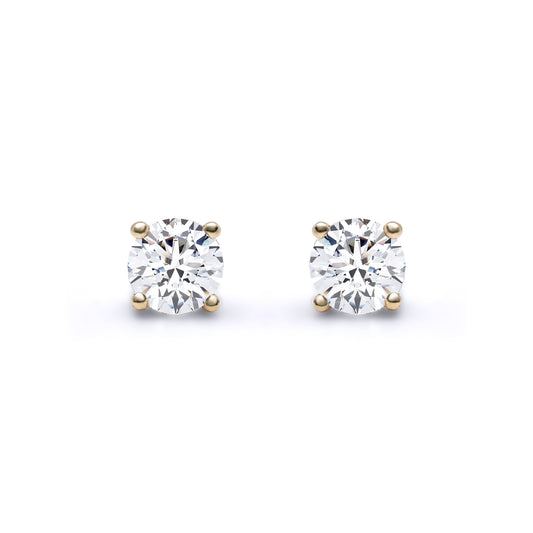 18ct Gold  0.5ct Diamond Solitaire Stud Earrings - 18E001-050