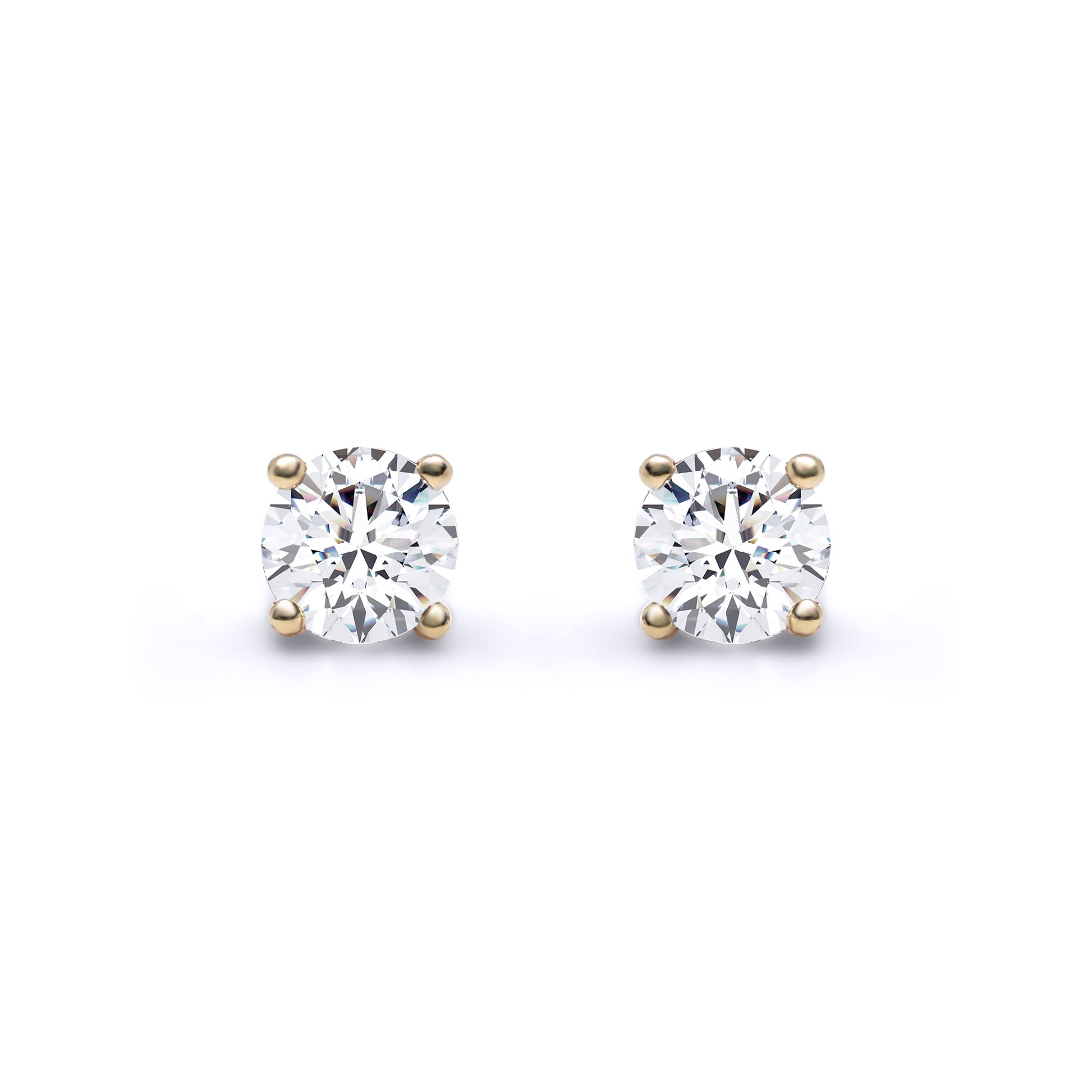 18ct Gold  0.5ct D/VS Lab Grown Diamond Solitaire Stud Earrings - LAB18E001-050