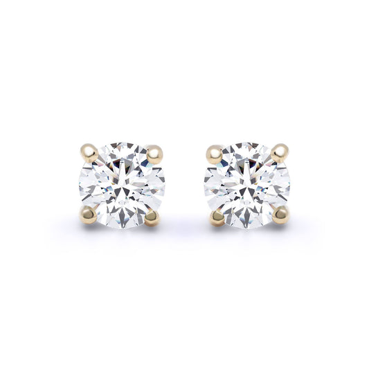 18ct Gold  1ct Diamond Solitaire Stud Earrings - 18E001-100