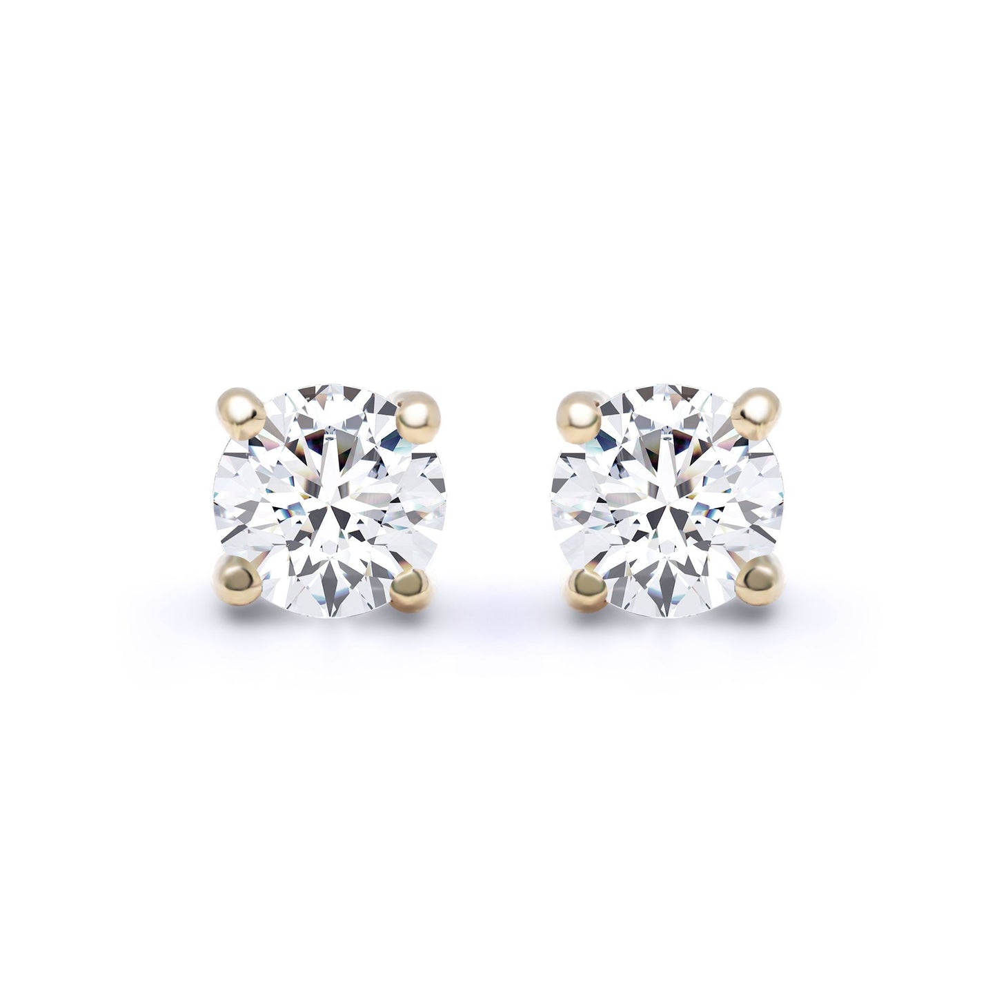 18ct Gold  D/VS Lab Created Diamond Solitaire Stud Earrings 1.00ct - LAB18E001-100