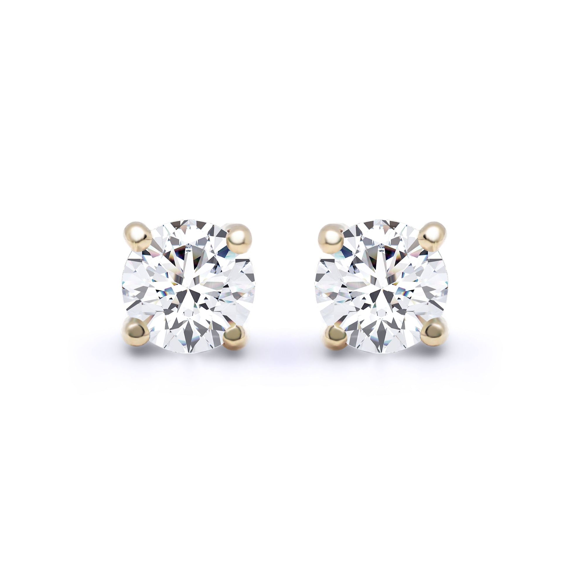 18ct Gold  D/VS Lab Created Diamond Solitaire Stud Earrings 1.00ct - LAB18E001-100