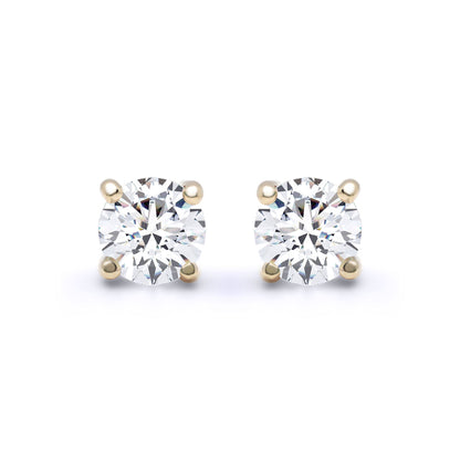 18ct Gold  D/VS Lab Created Diamond Solitaire Stud Earrings 1.00ct - LAB18E001-100