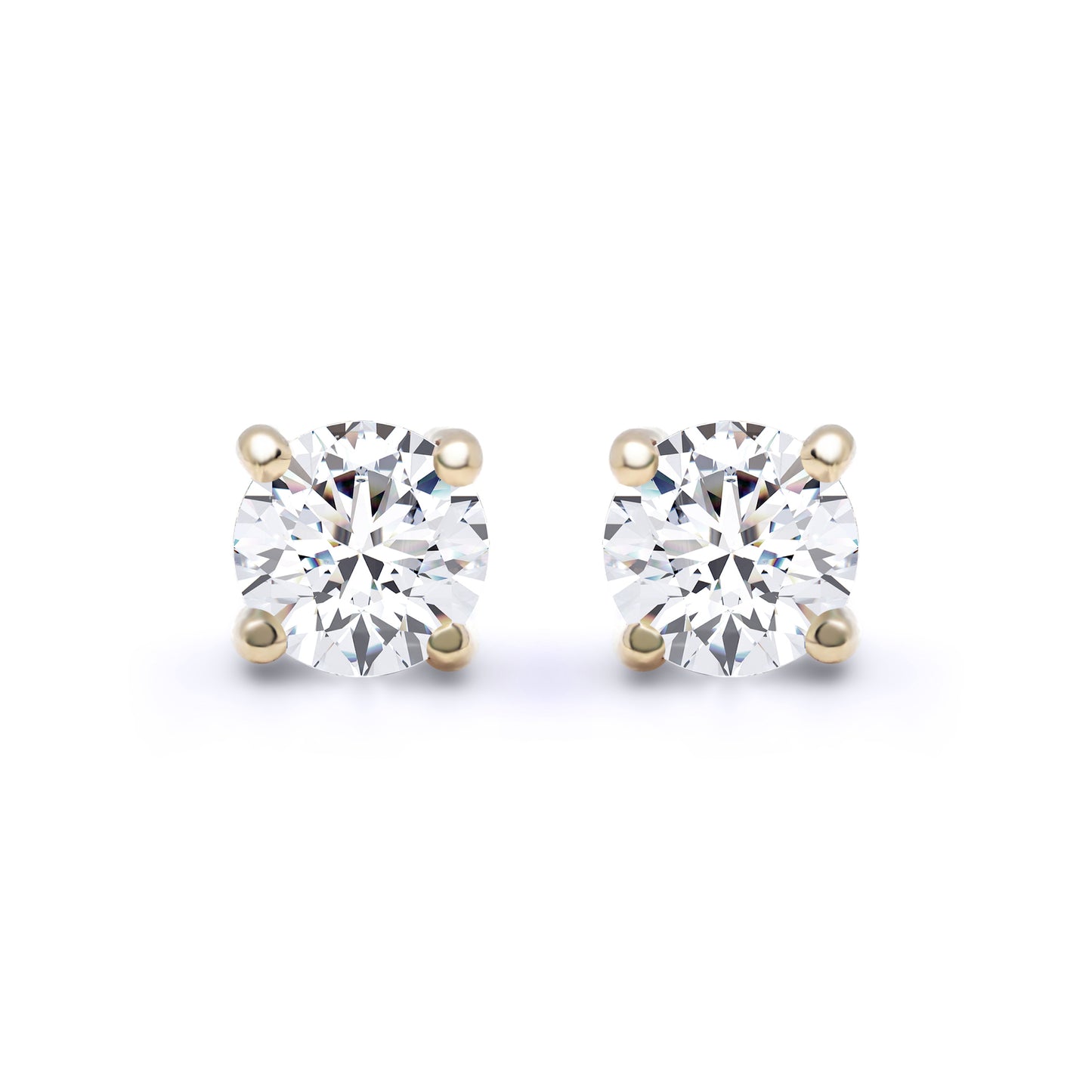 18ct Gold  1ct Diamond Solitaire Stud Earrings - 18E001-100