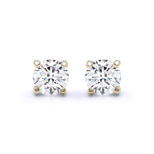 18ct Gold  1ct D/VS Lab Grown Diamond Solitaire Stud Earrings - LAB18E001-100