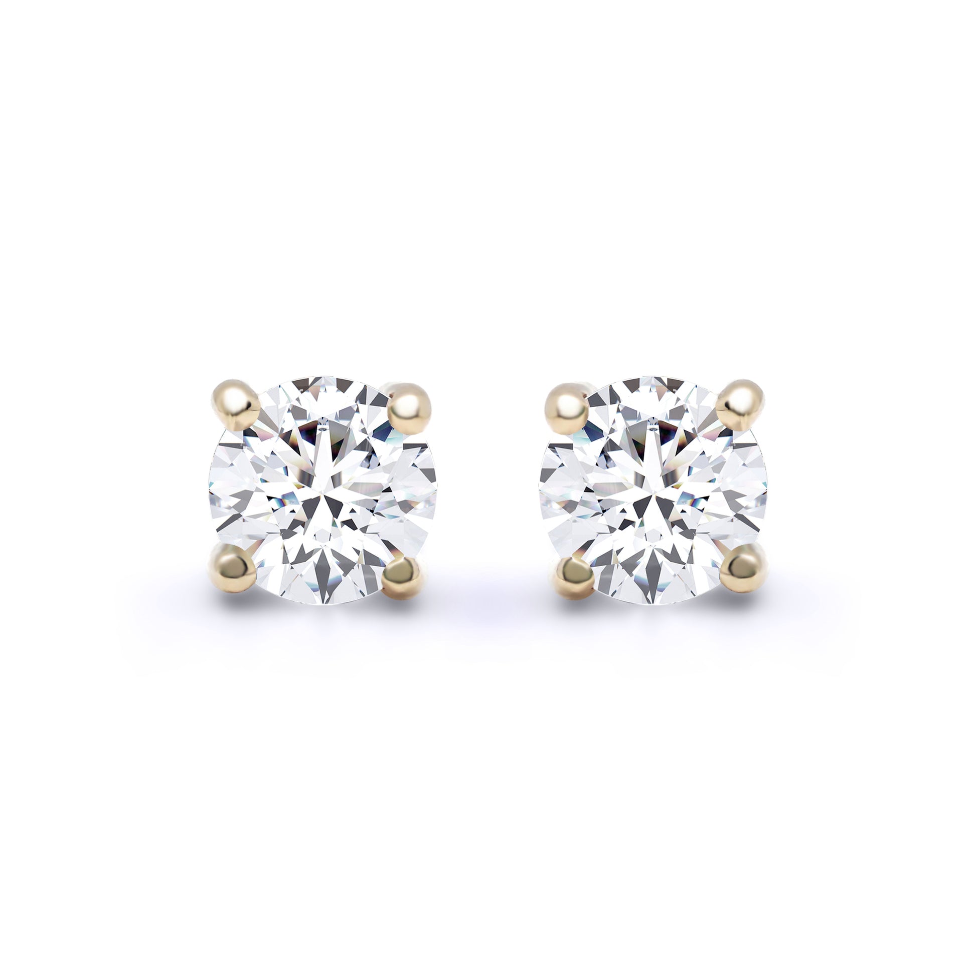 18ct Gold  1ct Diamond Solitaire Stud Earrings - 18E001-100