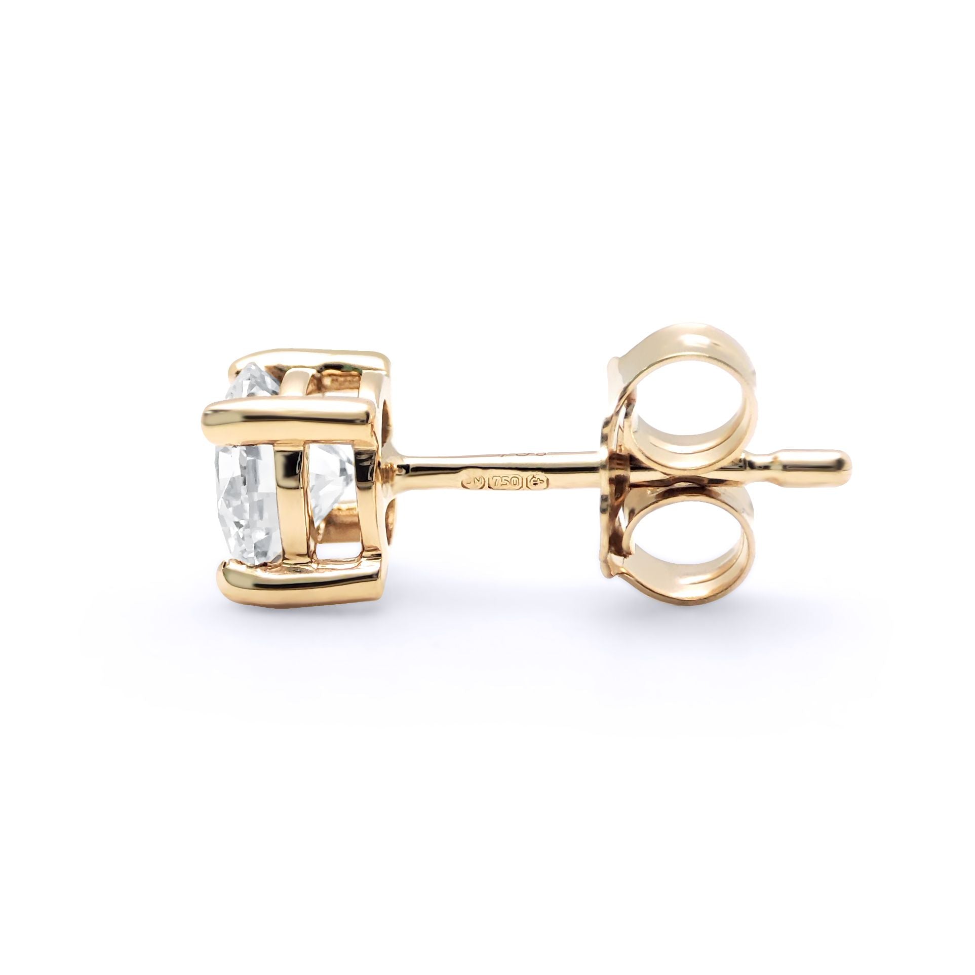 18ct Gold  1ct Diamond Solitaire Stud Earrings - 18E001-100