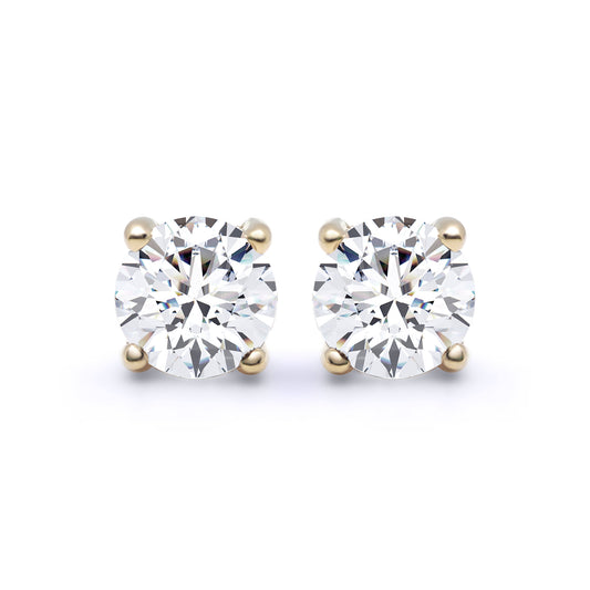 18ct Gold  1.40ct D/VS Lab Grown Diamond Solitaire Stud Earrings - LAB18E001-140