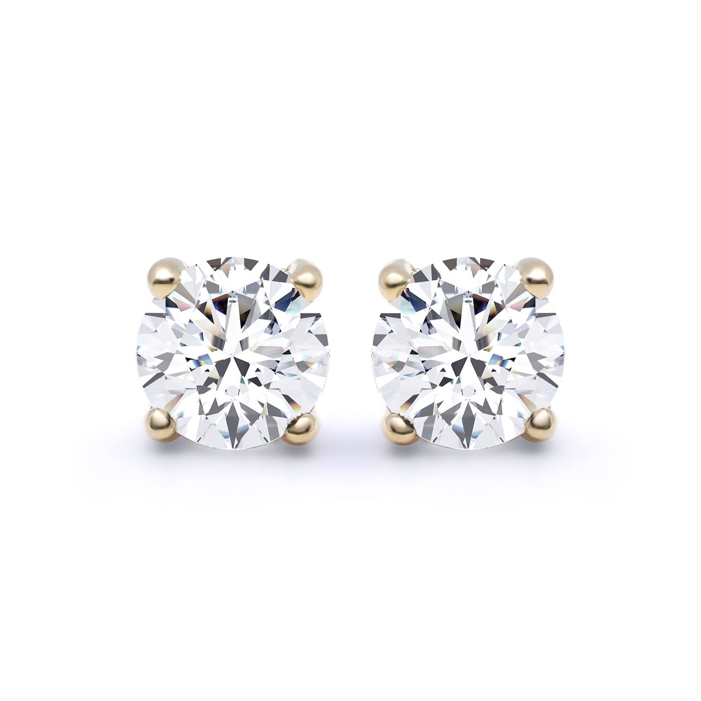 18ct Gold  1.40ct Diamond Solitaire Stud Earrings - 18E001-140