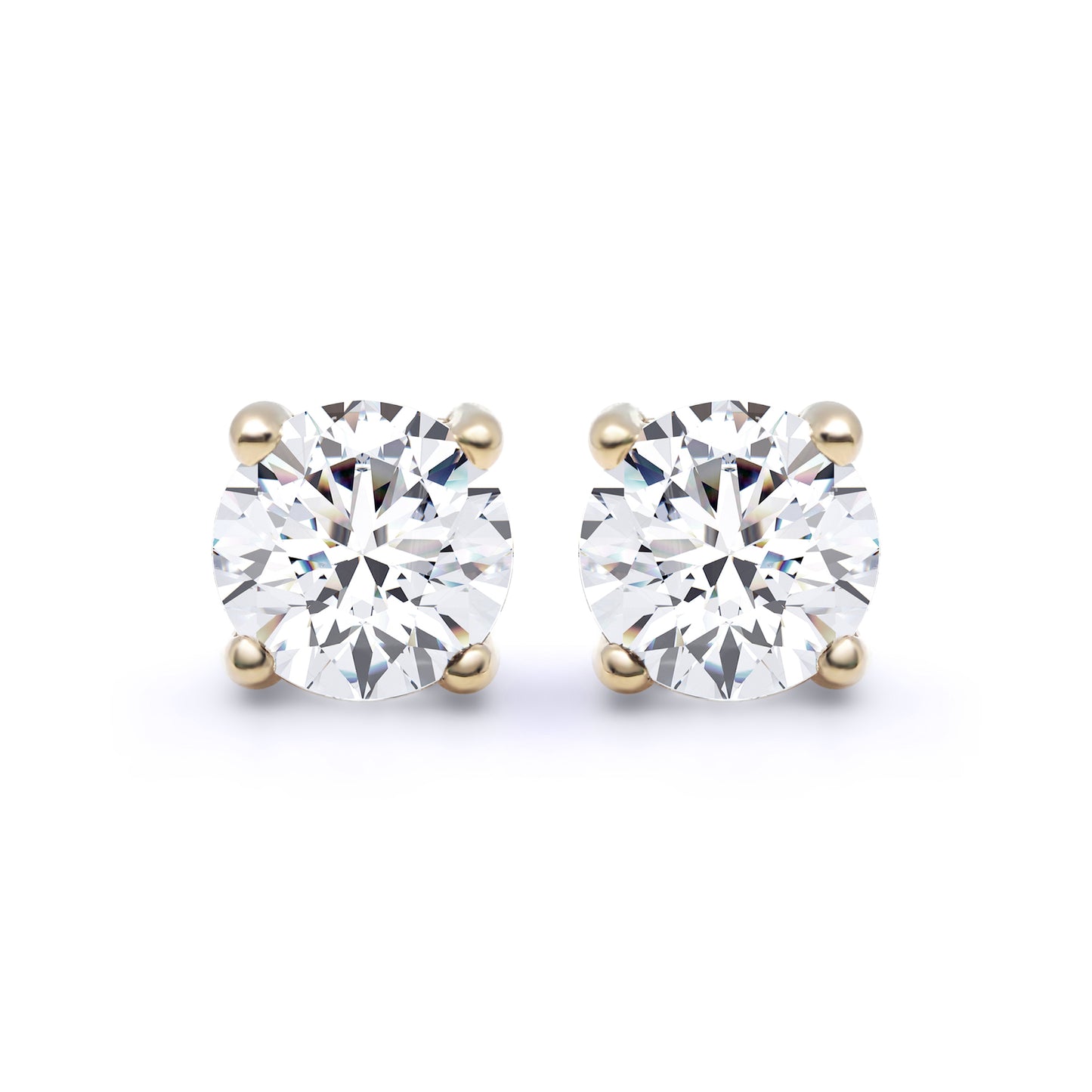 18ct Gold  1.40ct Diamond Solitaire Stud Earrings - 18E001-140