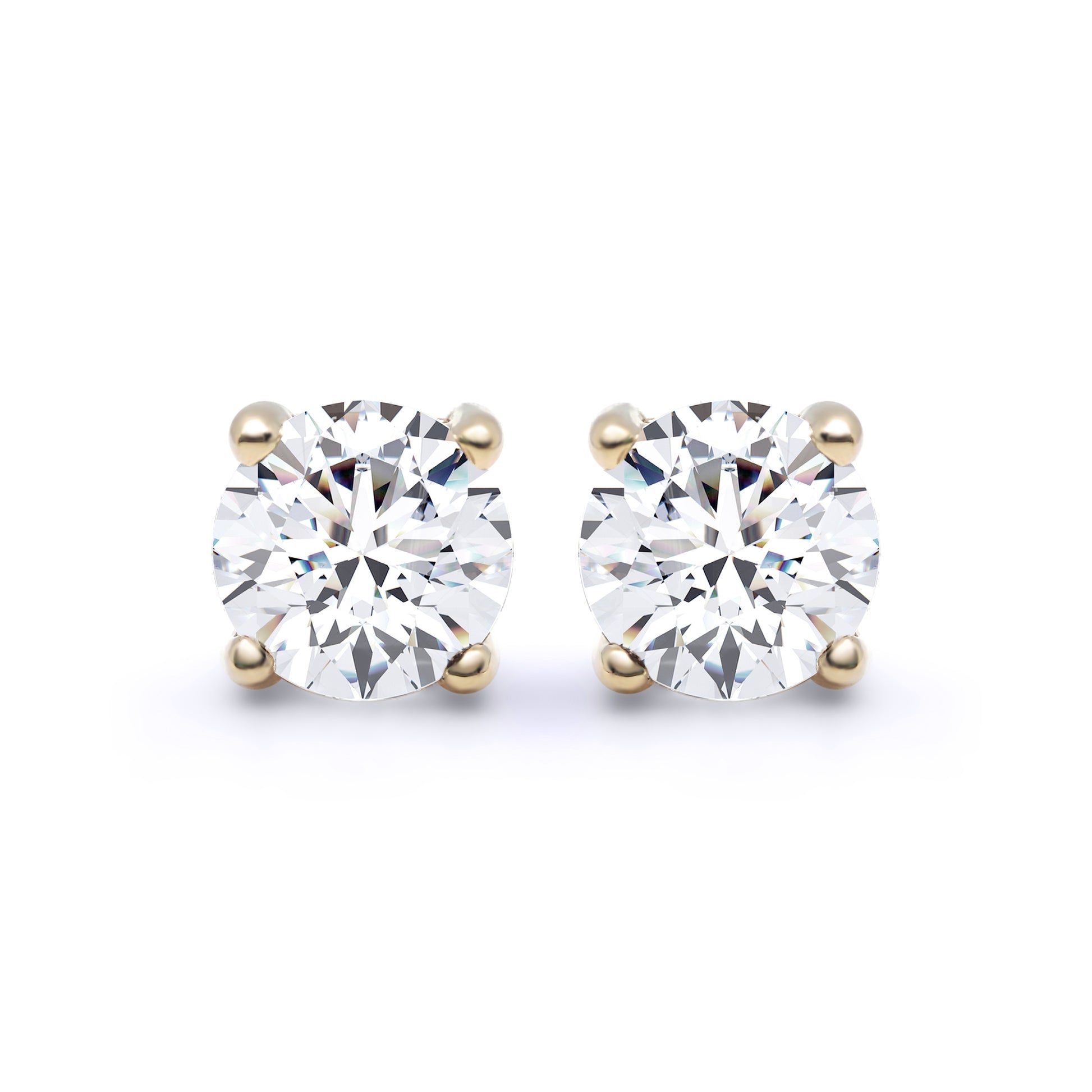 18ct Gold  1.40ct Diamond Solitaire Stud Earrings - 18E001-140