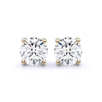 18ct Gold  1.40ct Diamond Solitaire Stud Earrings - 18E001-140