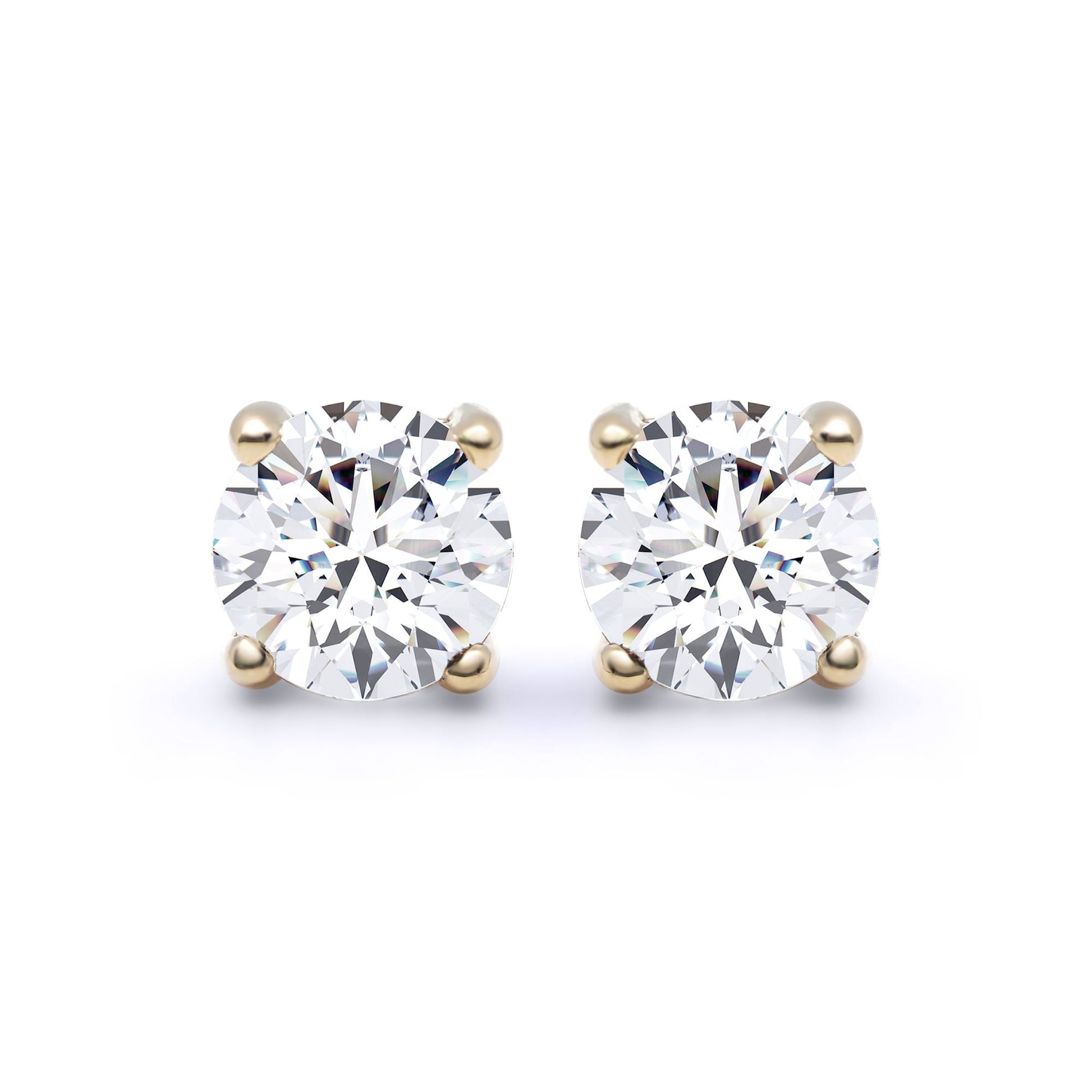 18ct Gold  D/VS Lab Created Diamond Solitaire Stud Earrings 2.00ct - LAB18E001-200