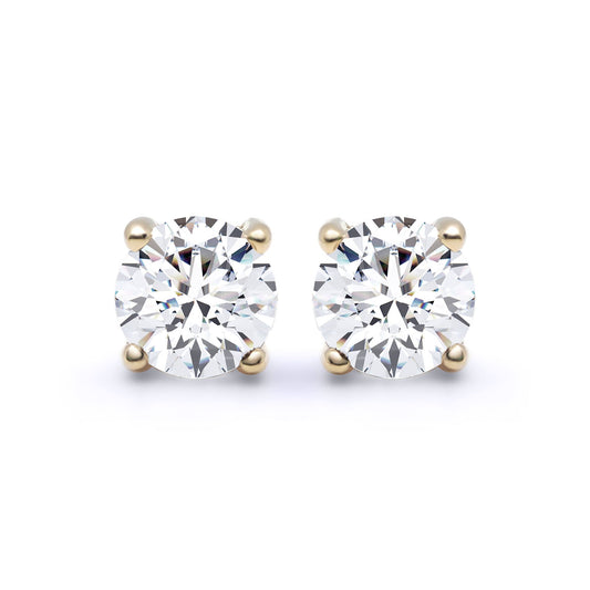 18ct Gold  D/VS Lab Created Diamond Solitaire Stud Earrings 2.00ct - LAB18E001-200