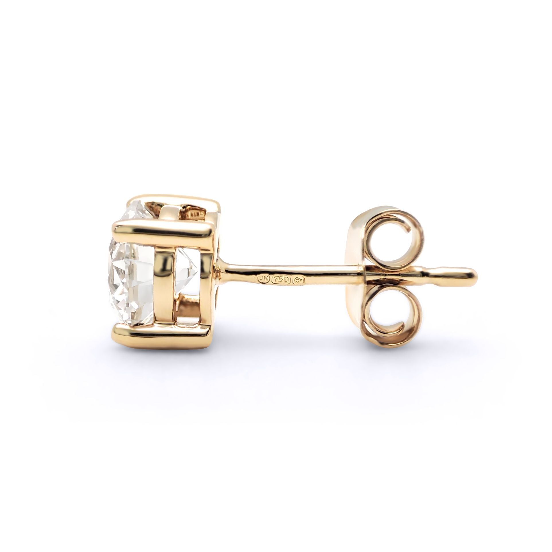 18ct Gold  D/VS Lab Created Diamond Solitaire Stud Earrings 1.40ct - LAB18E001-140