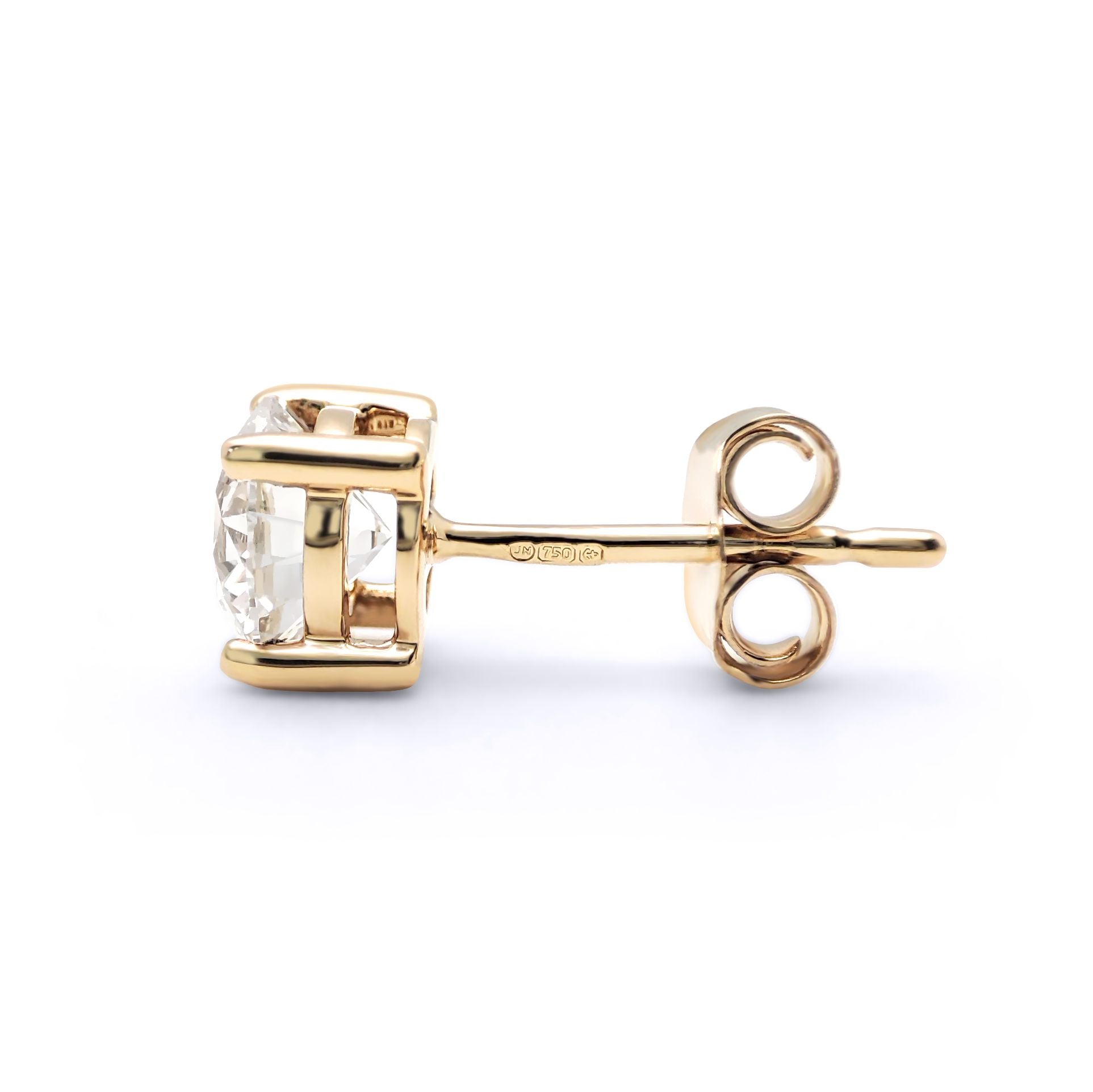 18ct Gold  D/VS Lab Created Diamond Solitaire Stud Earrings 2.00ct - LAB18E001-200