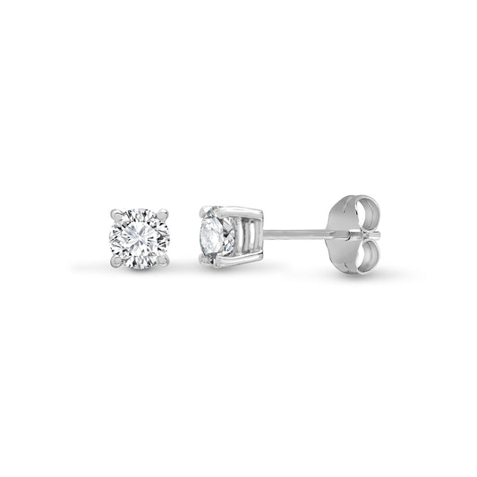 18ct White Gold  0.2ct Diamond Solitaire Stud Earrings - 18E005-020